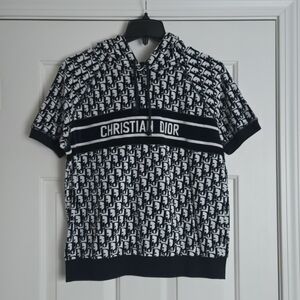 Dior Monogram Velvet Blue and White Hoodie Sz M New Without Tags